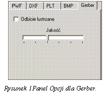 Pole tekstowe:  

  Rysunek 39Panel Opcji dla Gerber.
