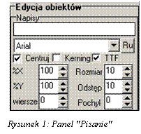 Pole tekstowe:  

   Rysunek 44: Panel "Pisanie"
