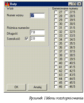 Pole tekstowe:  

Rysunek 48Menu rozstopniowania
