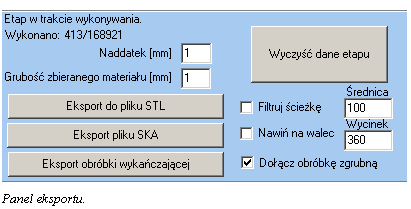 Pole tekstowe:  
Panel eksportu.
